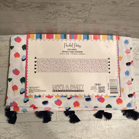 Packed Party Fringe Table Runner From The 2022 Patio Party Collection - Picture 2 of 9
